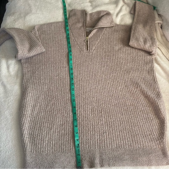 LOFT Cream Ribbed Quarter-Zip Sweater - Picture 8 of 9